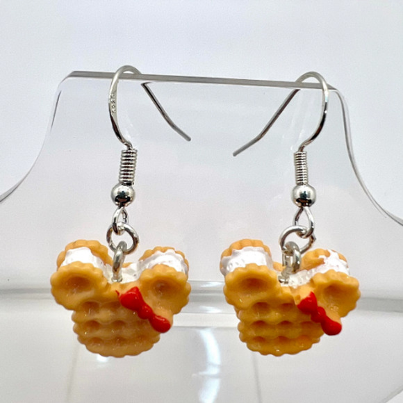 Minnie Mouse Waffle Earrings - Breakfast Earrings - Ice Cream Sandwich Earrings - Picture 2 of 9